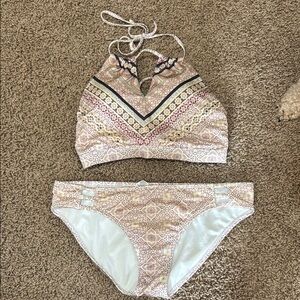 Patterned Halter Bikini Set